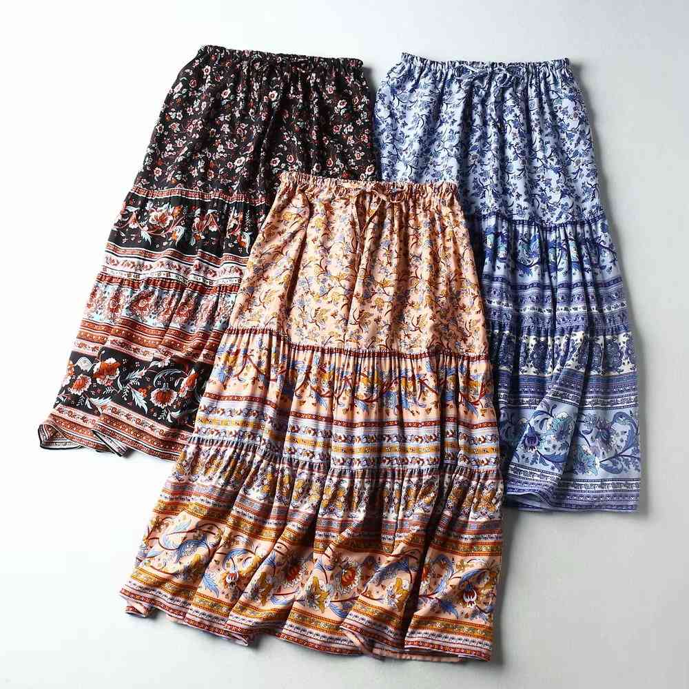 Skirts Boho Floral Print Long Women Cotton Elastic Waist Bottoms Bohemian Beach Holiday Seaside Summer Skirt Female Fashion Spring, Black
Skirts Boho Floral Print Long Women Cotton Elastic Waist Bottoms Bohemian Beach Holiday Seaside Summer Skirt Female Fashion Spring, Black