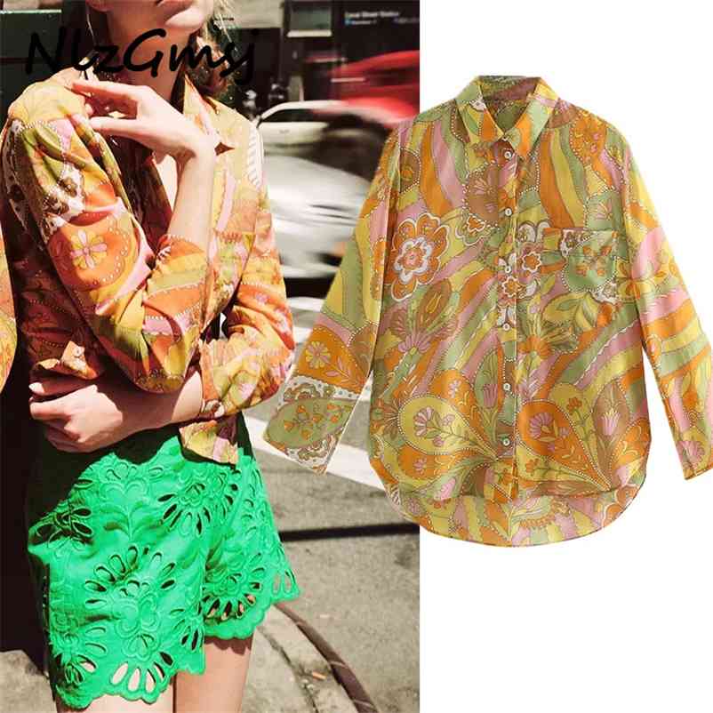 Blouse Women Vintage Print Asymmetric Shirt Front Patch Pocket Slim Summer Top Woman Side Slits 06 210628, As picture
Blouse Women Vintage Print Asymmetric Shirt Front Patch Pocket Slim Summer Top Woman Side Slits 06 210628, As picture