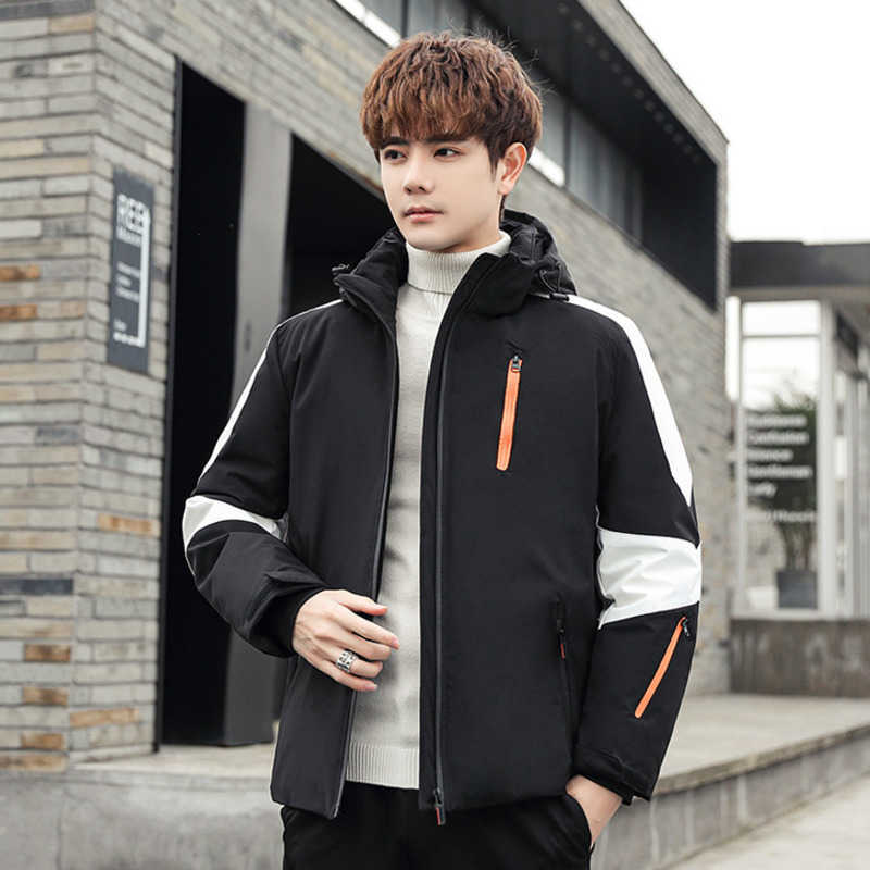 Men's White Duck Down Jacket Outdoor Winter Ski Wear Youth Fashion Thick Warm Cold-Proof Hooded Breathable Down Jacket Men 210818
