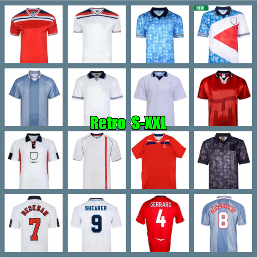 England Retro Soccer Jerseys 1982 1986 1998 2002 2008 Shearer Beckham Jersey 1989 1990 Gerrard Scholes Owen 1994 1996 Gascoigne vintage classic football shirts, 14
England Retro Soccer Jerseys 1982 1986 1998 2002 2008 Shearer Beckham Jersey 1989 1990 Gerrard Scholes Owen 1994 1996 Gascoigne vintage classic football shirts, 14