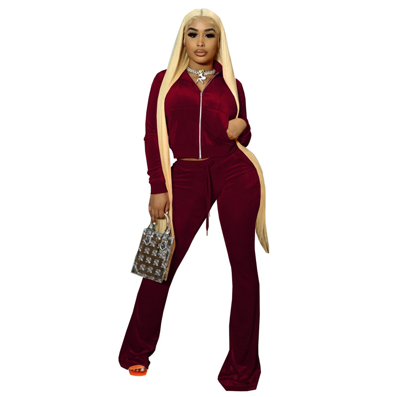 Women Winter Fall Velvet Tracksuits Plus size 2XL Thick Sweatsuits Long Sleeve Pants Two Piece Sets Casual solid Outfits jogging suits