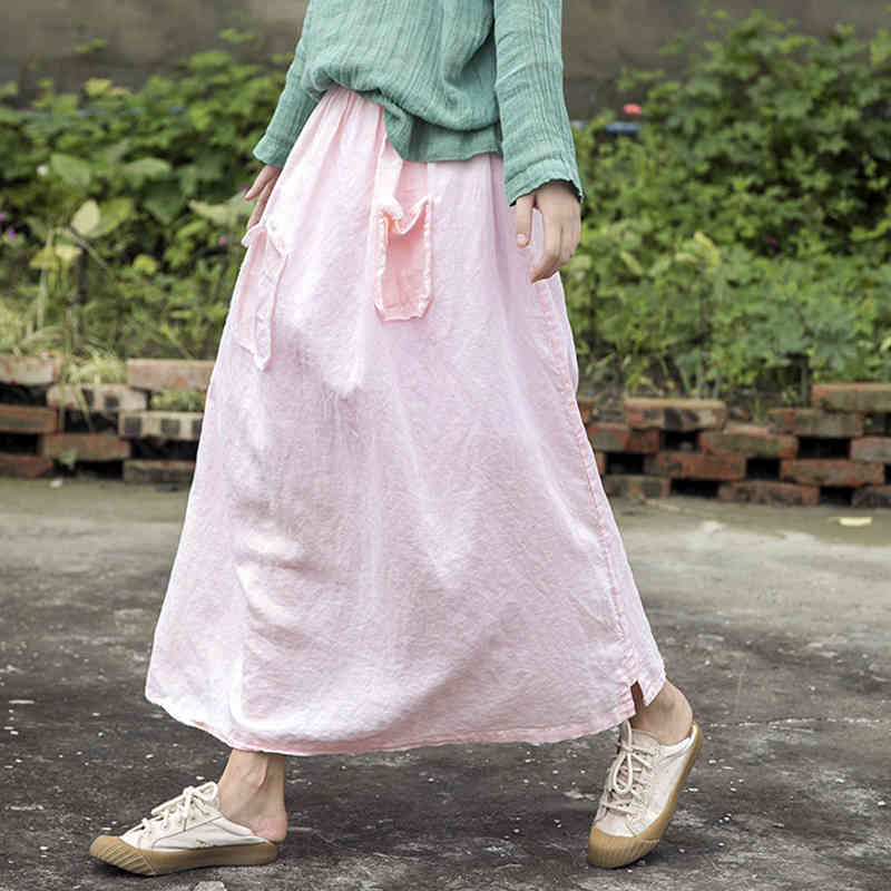 Johnature Women Vintage A-Line Skirts Pink Elastic Waist Summer Pockets Casual Female Clothes Ramie Skirts 210521, Light pink
Johnature Women Vintage A-Line Skirts Pink Elastic Waist Summer Pockets Casual Female Clothes Ramie Skirts 210521, Light pink