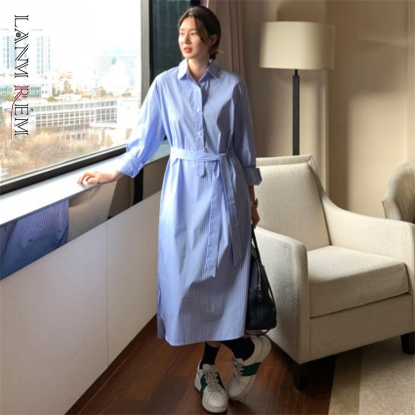Summer Striped Dress Lapel Long Sleeve Bandage A-line Temperament Loose Large Size Fashion 2H192 210526, White
Summer Striped Dress Lapel Long Sleeve Bandage A-line Temperament Loose Large Size Fashion 2H192 210526, White