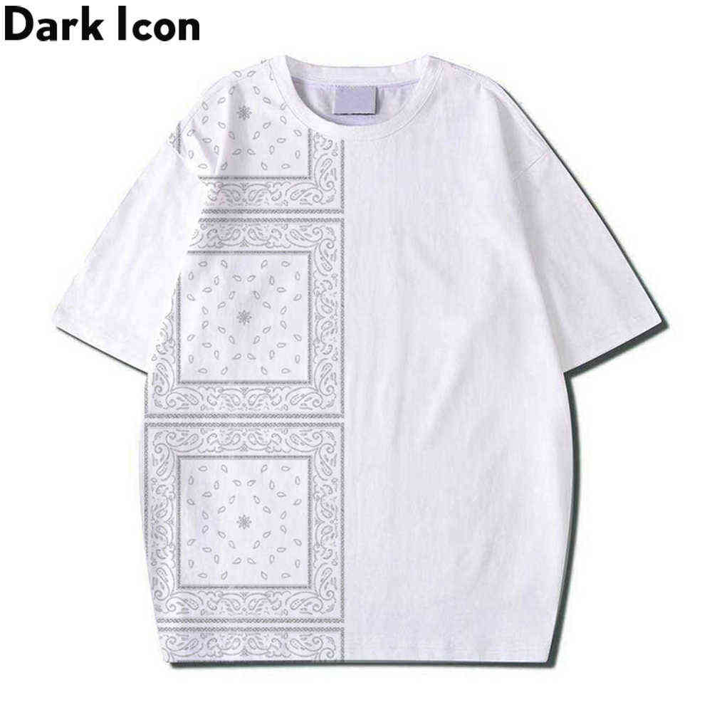 Bandana Patchwork Hip Hop T-shirt Summer Round Neck Hipster Tshirts Man Clothing 210603