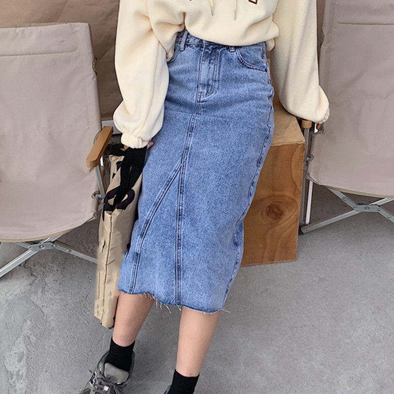 Nomikuma Jeans Skirts Womens Spring Korean Love Heart Printed Pockets Demin Skirt Causal Split Faldas Largas Mujer 6G180 210427