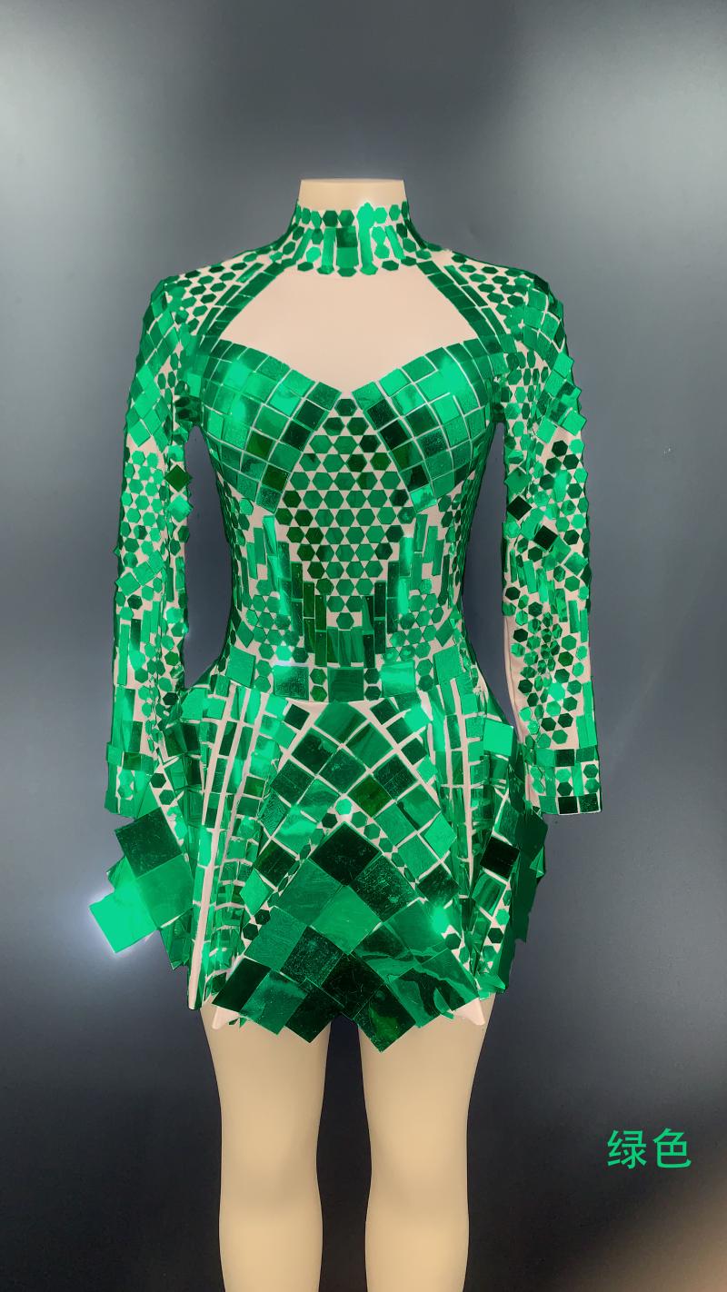 Casual Dresses Shining Silver Sequined Dress Singer Dancer Stage Costume Women Nightclub Birthday Party Sexy Club Performance Clothes