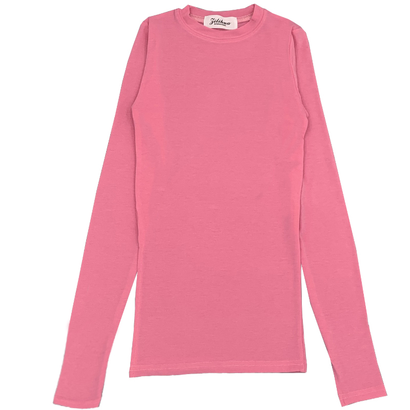 Long Sleeve O-Neck Pullover Solid Shirt Refreshing Split Ends Sexy Slim Micro-through Bottoming T-shirt Blusas Mujer 10707 210518