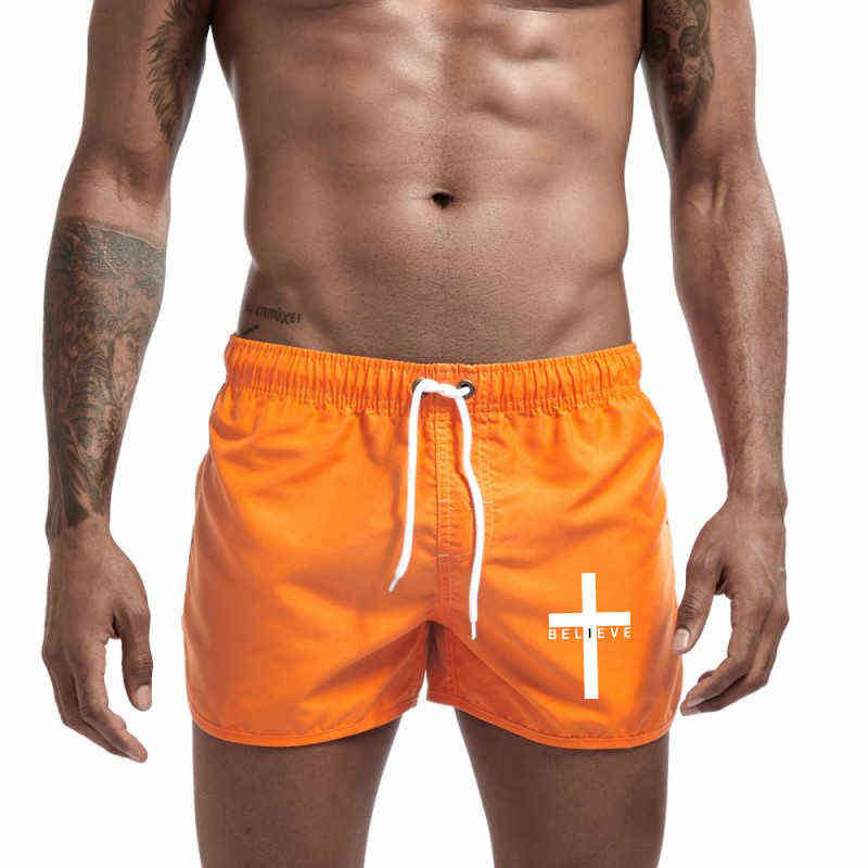 2022 New Hot Selling Believe Cross Men's Swimming Shorts Summer Color Swimwear Men's Sexy Shorts Surfboard Men's Sports Pants Y220305