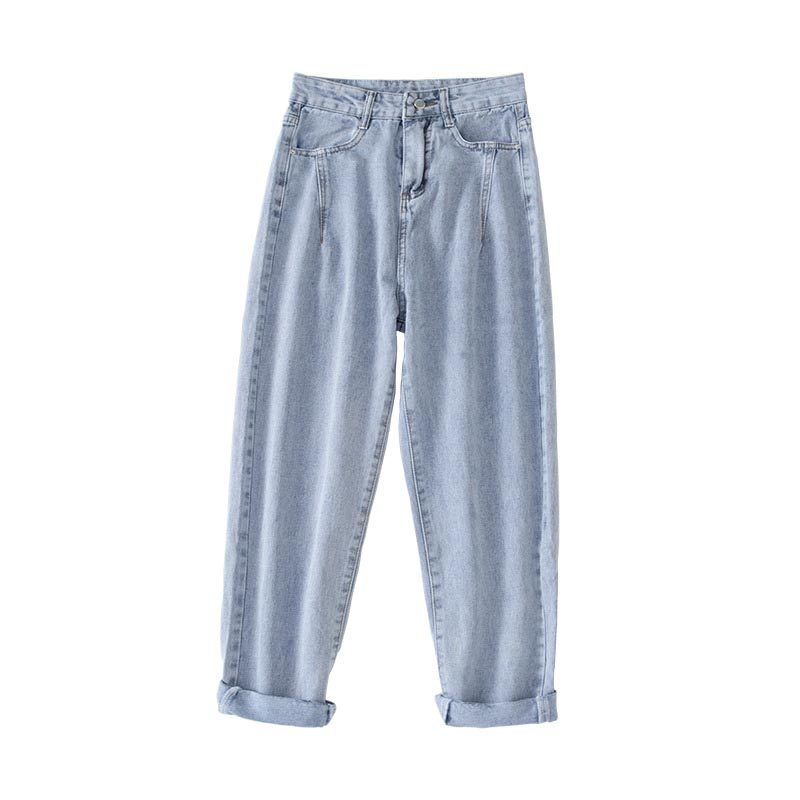 Korean High Waist Jeans Women Harem Pants Loose Casual Plus Size Street Denim Female Trousers with Belt Classic Streetwear 210428