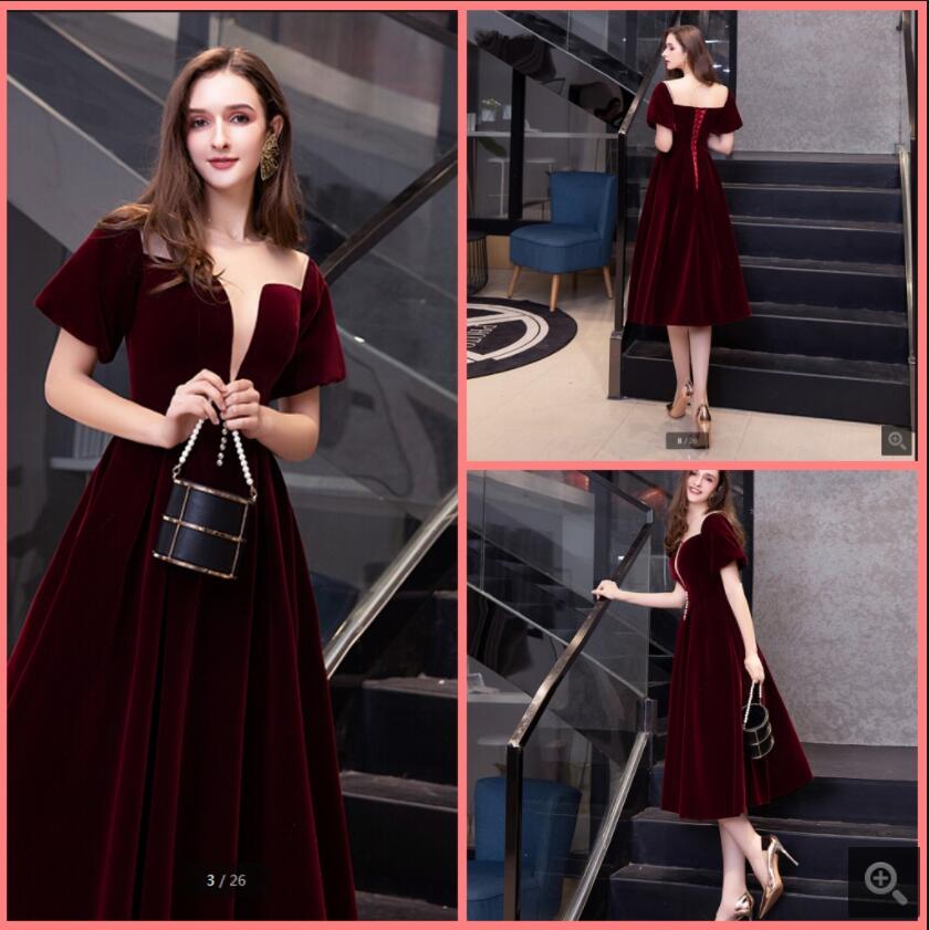 2021 Latest style burgundy velvet short prom dress knee length with sleeve a line simple corset party gowns petite girl's informal elegant cocktail dresses, Yellow
2021 Latest style burgundy velvet short prom dress knee length with sleeve a line simple corset party gowns petite girl's informal elegant cocktail dresses, Yellow