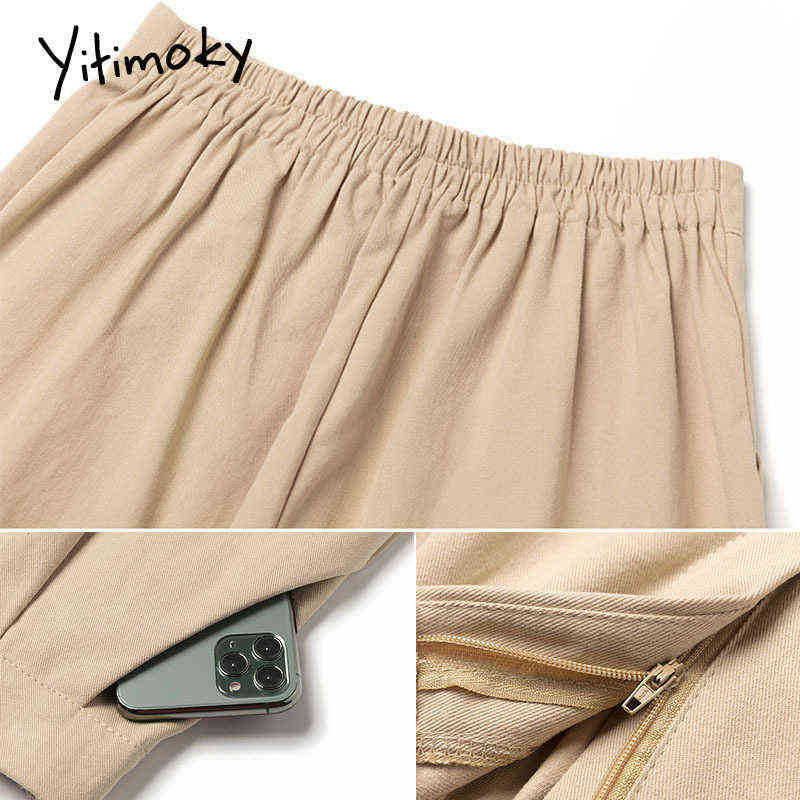 Yitimoky White Pants Woman High Waisted Black Green Cotton Harem Spring Clothes Joggers Vintage Streetwear Work 211115
