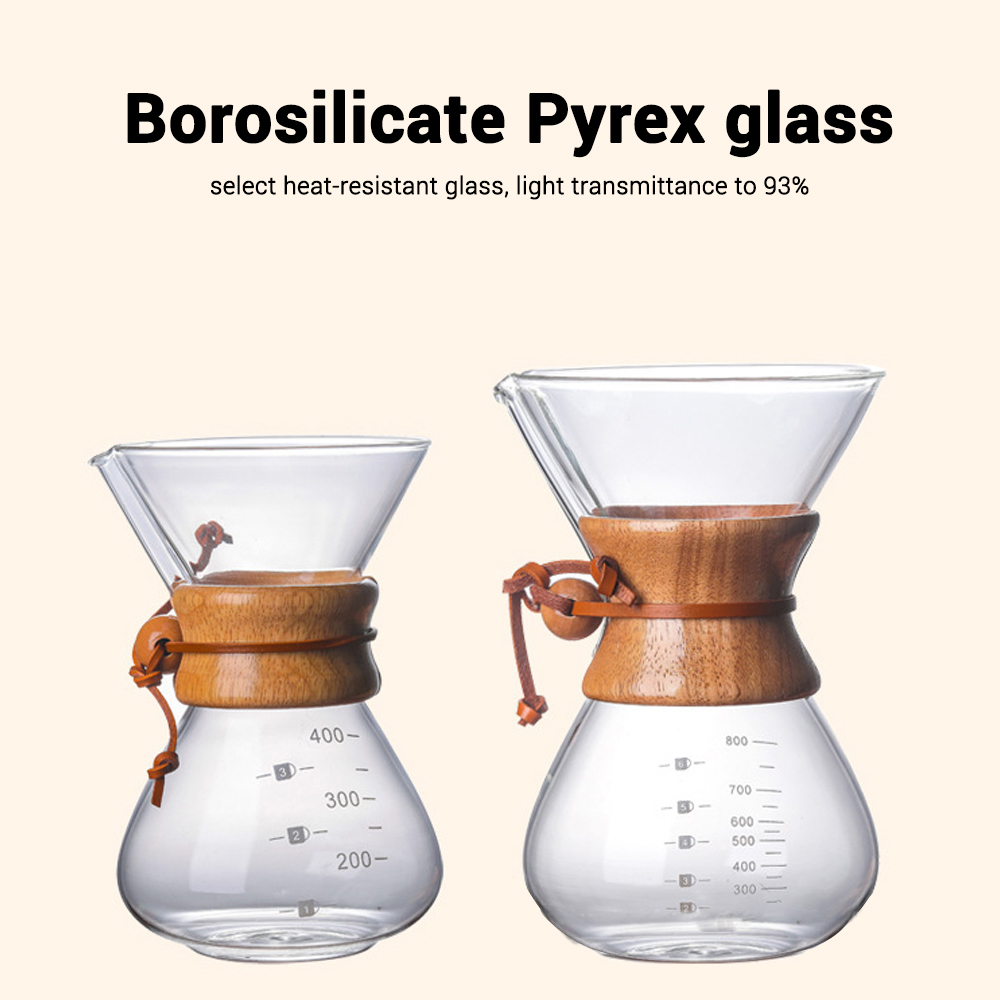 400ml Classic Glass Espresso Coffee Maker Style Pour Over Coffeemaker Coffee Machine Filter Coffee Pot Kitchen Supplies 210408