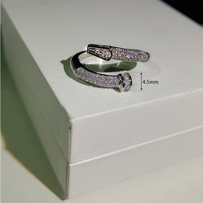 Cute Flower Gold Silver Color Adjustable Rings with Bling Ziron Stone for Women Wedding Engagement Fashion Jewelry