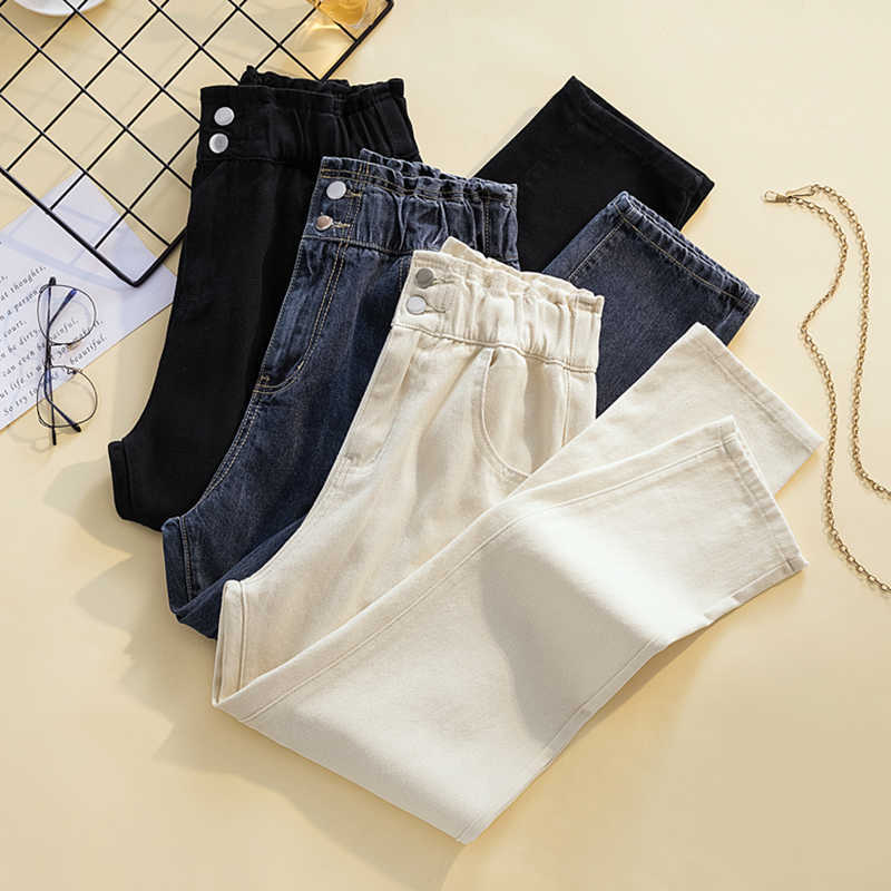 Women's Jeans Plus Size High Waist Harem Denim Pants Baggy Femme Vintage Straight Trouser Casual Oversize Mom 210922