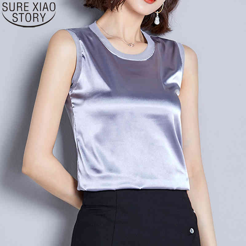 Summer Women Silk Tank Tops Plus Size Loose Sleeveless Satin Clothes Mesh Spliced Fashion Vest Blusas Casual 13825 210506