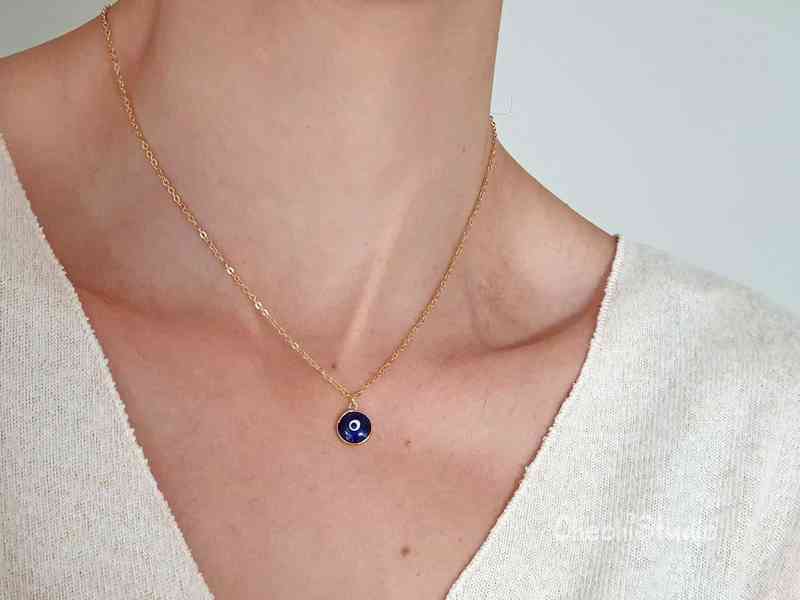 Baby Blue Evil Eye Beaded Choker Necklace G1206