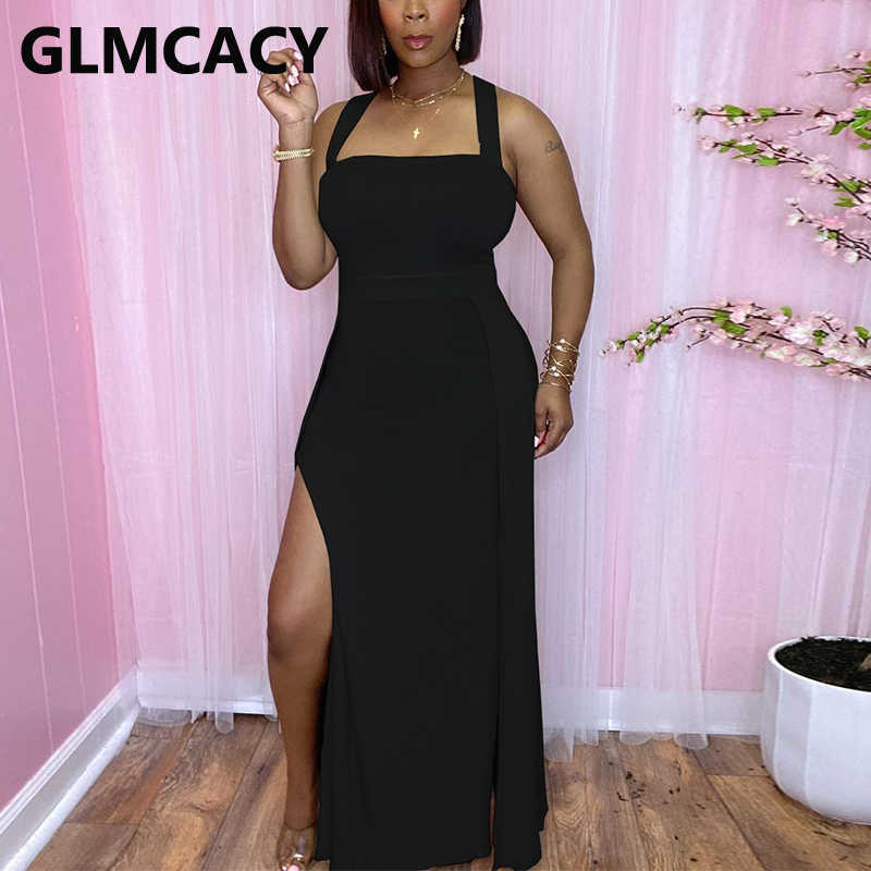 Summer Crisscross Back Slit Maxi Dress Classy Evening Party Long Vestidos 210702
