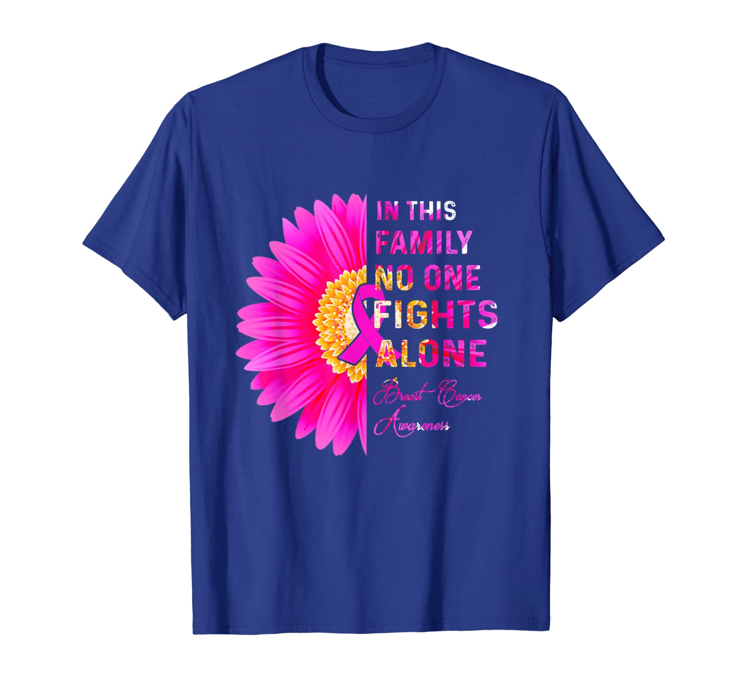 in this family no one fights alone gift breast cancer, White;black