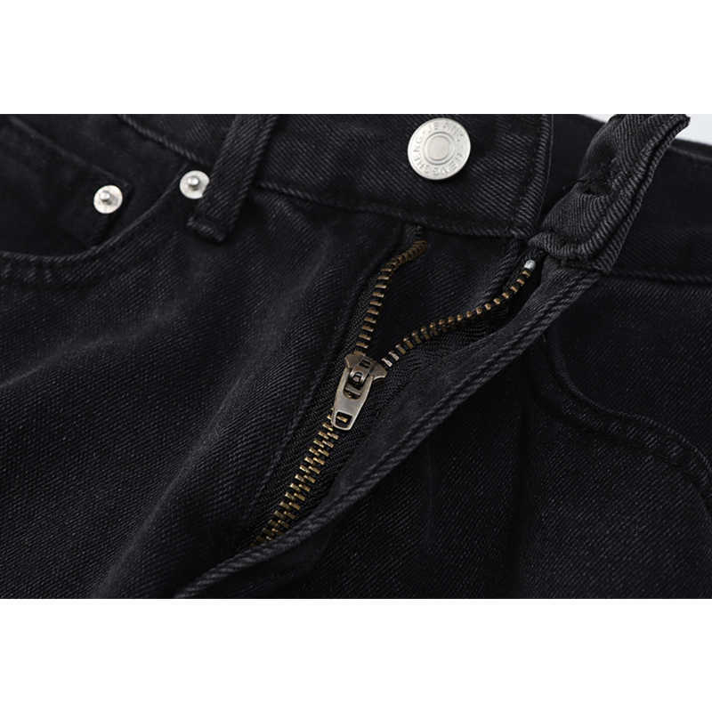Women High Waist Long Jeans Pants Pockets Zipper Female Denim Trousers Spring Vintage Simple Casual Loose Wide Leg Pants 210616