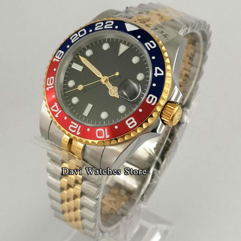 Wristwatches 40mm Sterile Top Mens Watches Black Dial Gold-rimmed Case Sapphire Glass 24 Jewels Japan NH35 Automatic Movement
Wristwatches 40mm Sterile Top Mens Watches Black Dial Gold-rimmed Case Sapphire Glass 24 Jewels Japan NH35 Automatic Movement