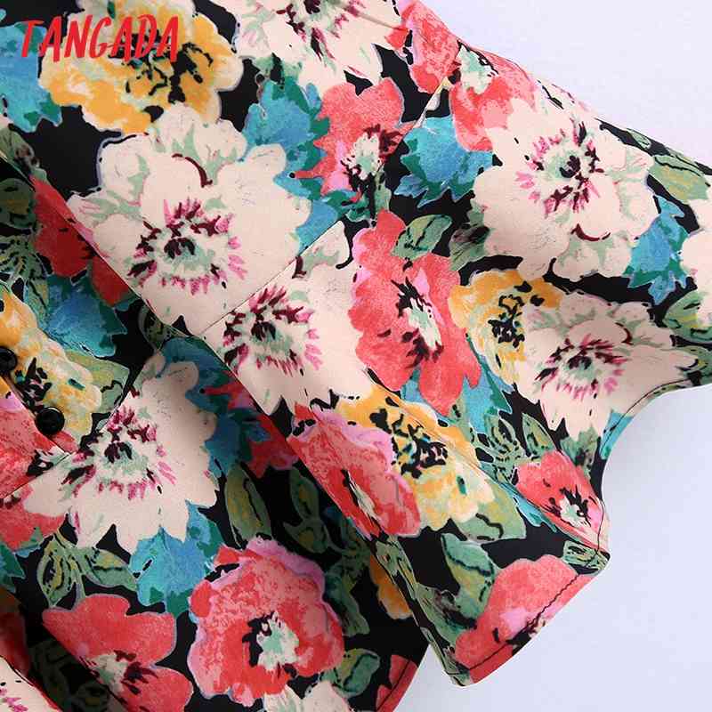 Summer Women Floral Print Mini Dressv Neck Sleeve Ladies Short Dress Vestidos BE509 210416