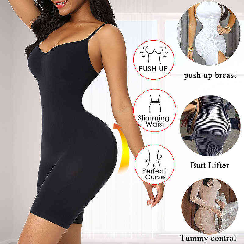 Seamless Women fajas Bodysuit Slimming Waist Trainer Butt Lifter Push Up Corset Slim Shapewear Catsuit Body Shaper Underwear 211112