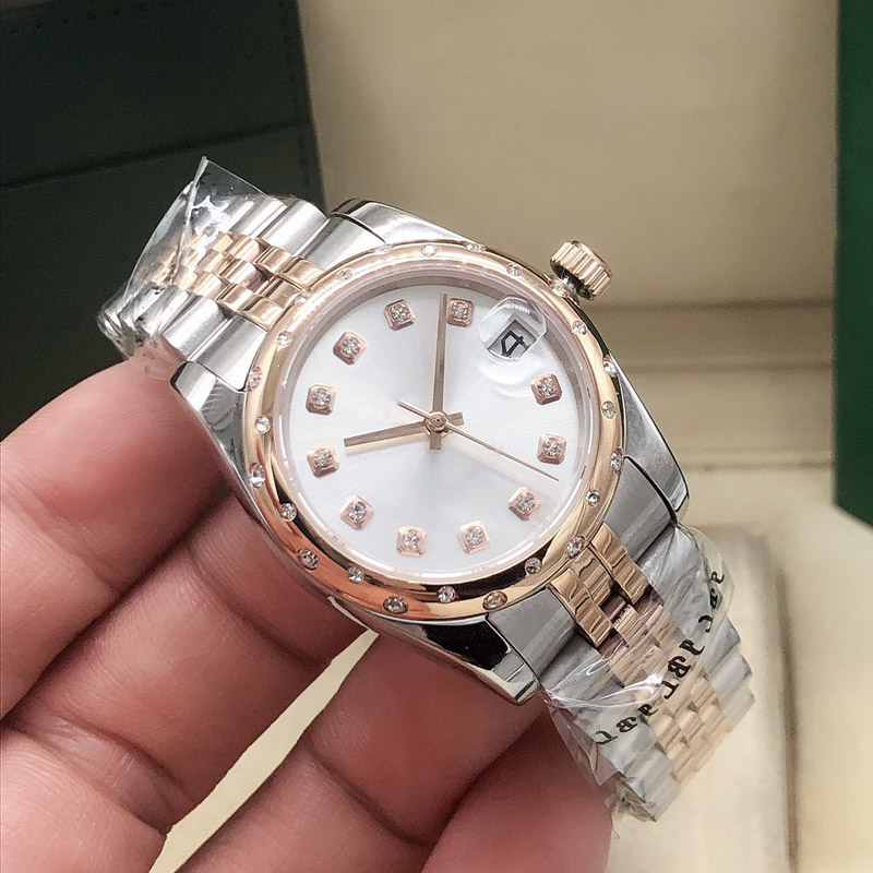 Fashion women's 31mm diamond watch stone face classic ladies stainless steel folding buckle automatic mechanical sport waterproof watches, Slivery;brown
Fashion women's 31mm diamond watch stone face classic ladies stainless steel folding buckle automatic mechanical sport waterproof watches, Slivery;brown