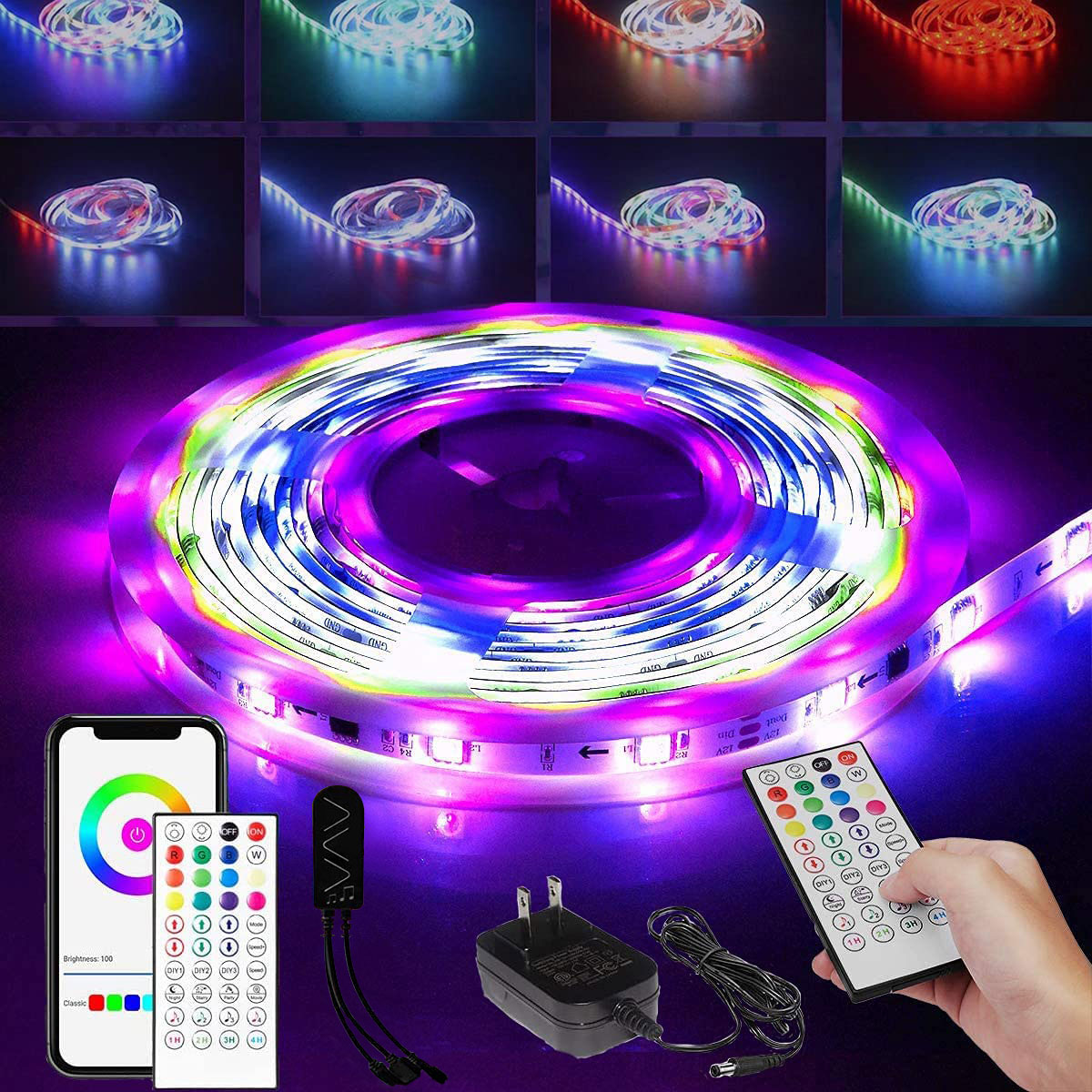 Dream Color LED Strip with Remote 5M 10M Built-in IC RGB 5050 LED Flexible Light Smrart Bluetooth APP Control
Dream Color LED Strip with Remote 5M 10M Built-in IC RGB 5050 LED Flexible Light Smrart Bluetooth APP Control