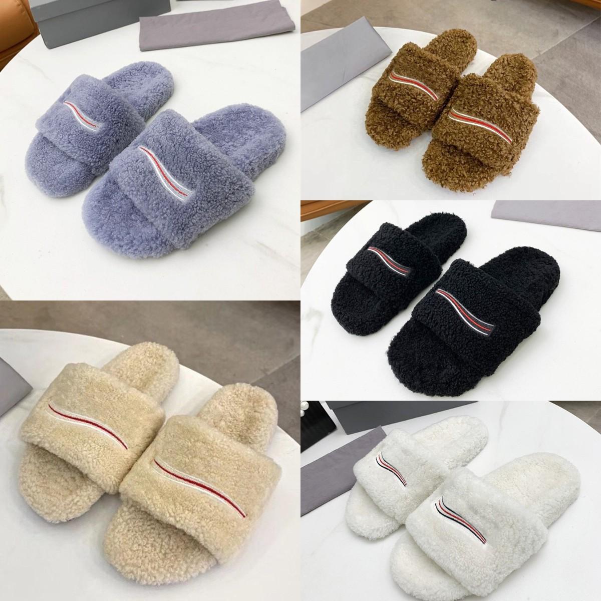2022 Designer Wool Slippers Women Solid Color Embroidery Top Quality Flip Flop Winter Rubber Non-slip Wear-Resistant Bottom Autumn Sheep Lea, Black
2022 Designer Wool Slippers Women Solid Color Embroidery Top Quality Flip Flop Winter Rubber Non-slip Wear-Resistant Bottom Autumn Sheep Lea, Black