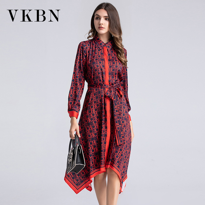 

VKBN Summer Dress 2021 Irregular Dresses Woman Party Night Empire Long Sleeve Party Dress Elegant Vestidos De Fiesta, Red