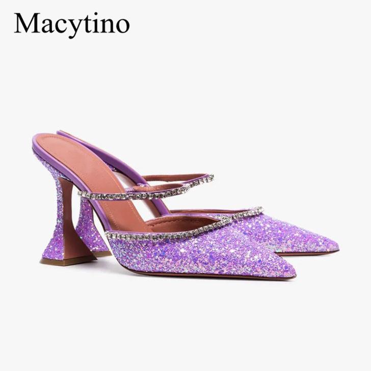 Slippers Lavender Bling-bling Glittery Mules Strange High Heel Pointed Toe Beading Strap Formal Shoes Women Summer Dress, Black
Slippers Lavender Bling-bling Glittery Mules Strange High Heel Pointed Toe Beading Strap Formal Shoes Women Summer Dress, Black