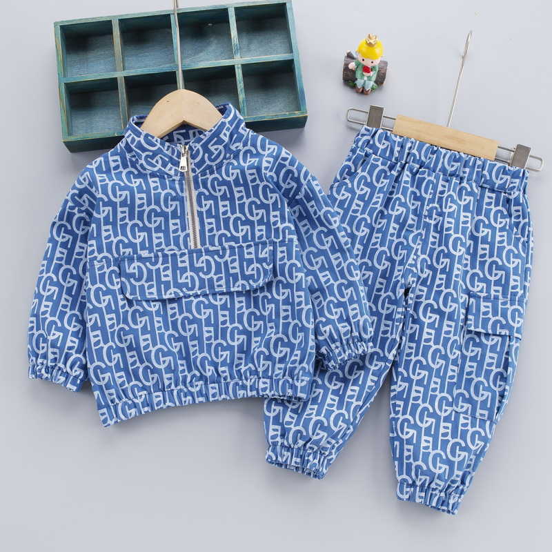 0-5 years Spring Boy Clothing set Casual Fashion Cartoon letter T-shirt+ Pant Kid Children baby toddler boy clothing 210615