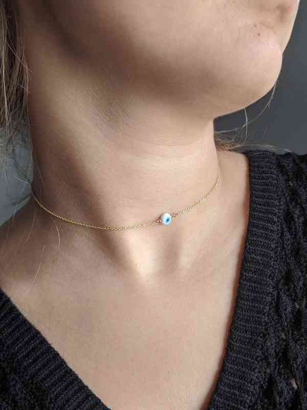 Baby Blue Evil Eye Beaded Choker Necklace G1206