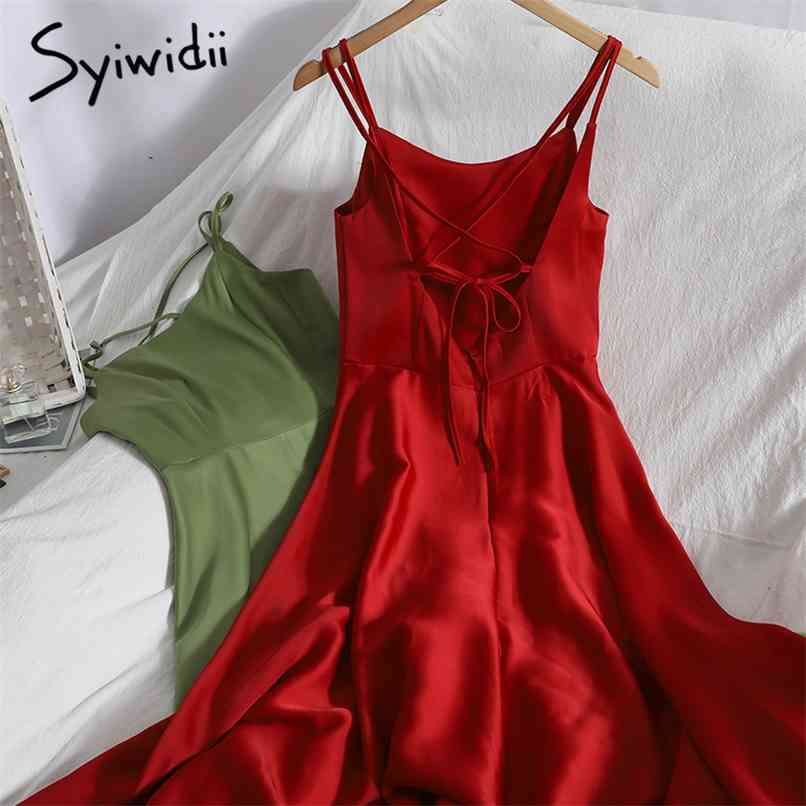 Back Bow Lace Up High Waist Sexy Spaghetti Strap Dresses Women Backless Sleeveless A-line Solid Clothes Summer 210607, Red
Back Bow Lace Up High Waist Sexy Spaghetti Strap Dresses Women Backless Sleeveless A-line Solid Clothes Summer 210607, Red