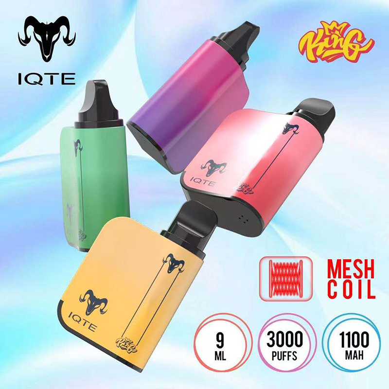 Disposable Vape IQTE King 3000 Puffs E Cigarette 1100mah battery 9ml pre-filled pods device Mesh coil 100% Original VS INFINITY Air Bar Box
Disposable Vape IQTE King 3000 Puffs E Cigarette 1100mah battery 9ml pre-filled pods device Mesh coil 100% Original VS INFINITY Air Bar Box