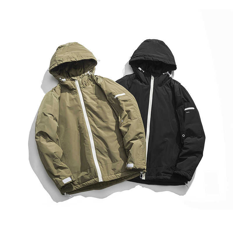 Japanese Outdoor Style Winter Thick Jacket Men Windbreaker Coats Softshell Jacket Windproof Fabric Basic Casual Clothing Male 210603