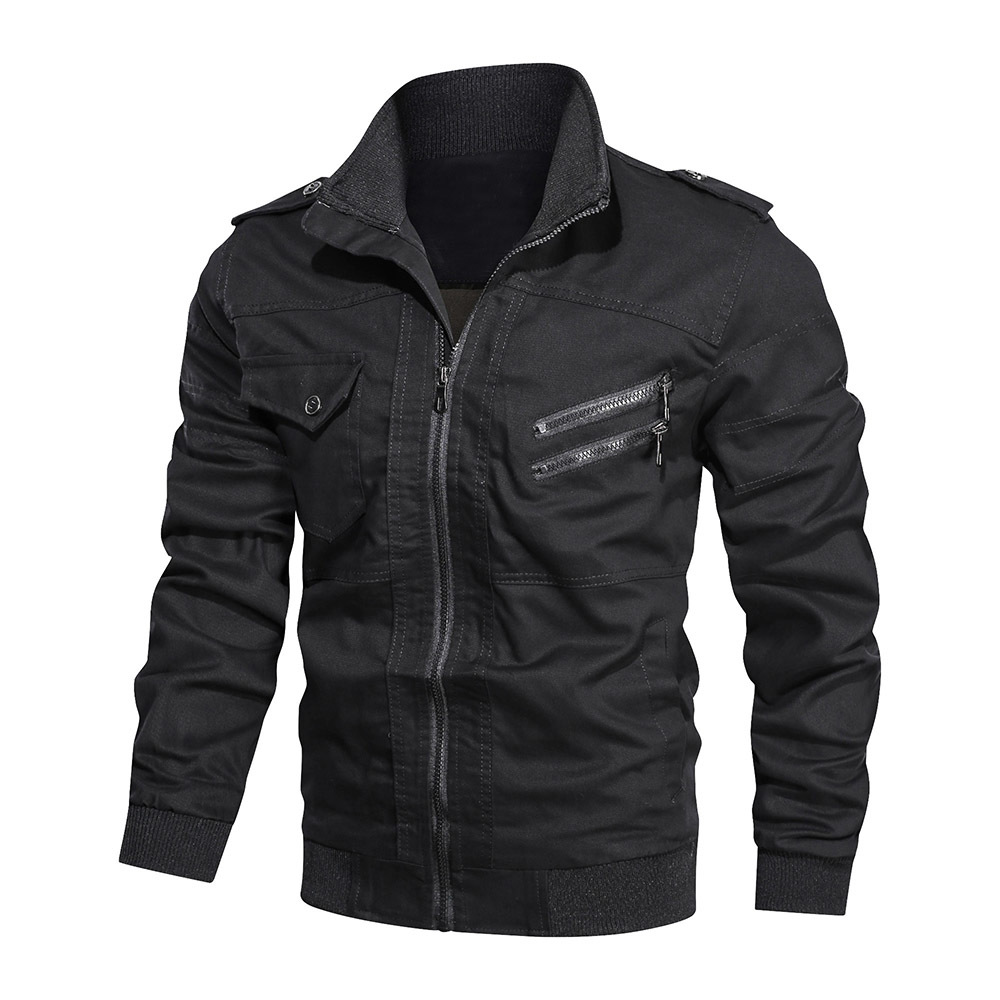 Pure Cotton Jacket Men Autumn Cargo Military Zipper Jackets Mens Air Force Fly Pilot Coats Male Windbreaker Bomber Outwear B0753 210518