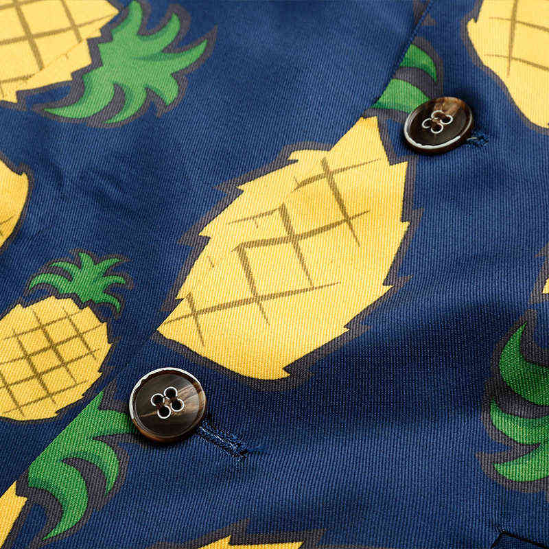 Exclusive TOTURN Men's suits blazer Holiday printing high quality leisure fashion men jackets flower pineapple pattern blazers 211111