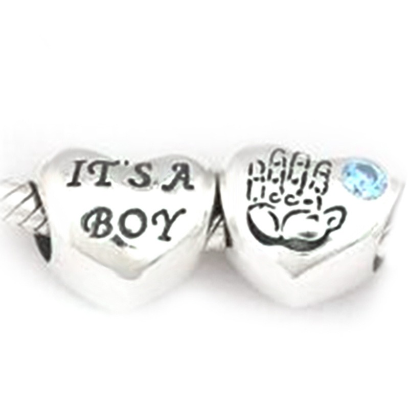 Wholesale 30pcs Silver Charm Beads Boy Girl Enamel European Charms Bead Big Hole Fit Snake Chain Bracelet & Necklac Fashion DIY Jewelry