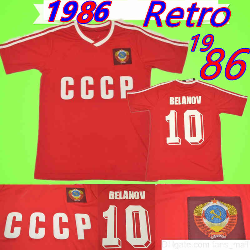 1986 1987 USSR home red soccer jersey CCCP #10 BELANOV Soviet Union retro 86 87 football shirt uniform Vintage Classic commemorate antique uniform, Black;yellow
1986 1987 USSR home red soccer jersey CCCP #10 BELANOV Soviet Union retro 86 87 football shirt uniform Vintage Classic commemorate antique uniform, Black;yellow