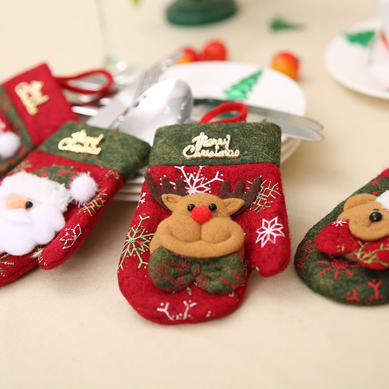 Christmas Sierware Xmas Mini Red Santa Claus Cutlery Bag Party Decor Cute Gift Hat Tableware Holder Set Free shipping