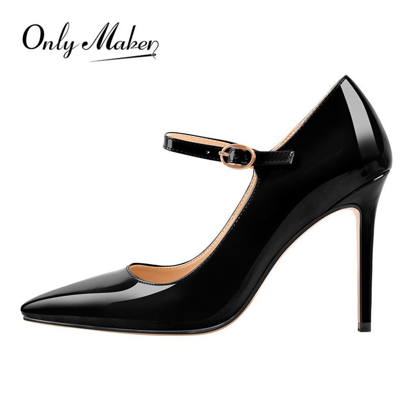 Women's Shoes Pointed Toe Mary Jane 10CM Fashion Thin Heels Pumps Red Patent Leather Woman Big Size Classic Dress, Black
Women's Shoes Pointed Toe Mary Jane 10CM Fashion Thin Heels Pumps Red Patent Leather Woman Big Size Classic Dress, Black