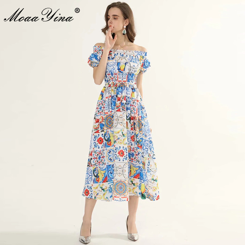 Fashion Designer dress Summer Women' Dress Puff Sleeve Classic Blue and white porcelain Print Vacation Dresses 210524, Multi
Fashion Designer dress Summer Women' Dress Puff Sleeve Classic Blue and white porcelain Print Vacation Dresses 210524, Multi