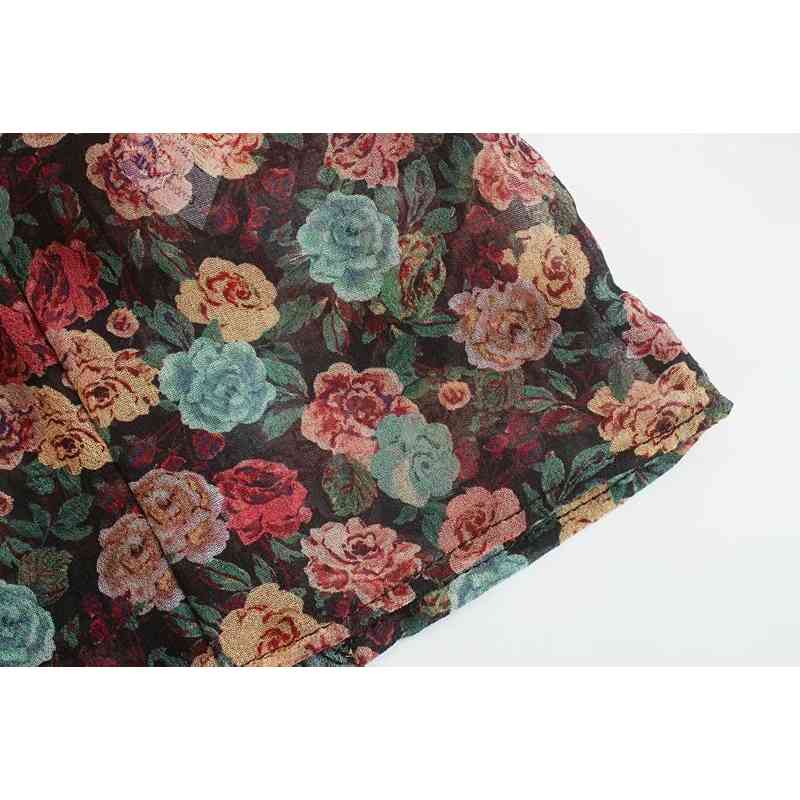 sweet ruffle collar women short shirts summer fashion flower print blouses sexy casual female shirt slim girls blouse 210430