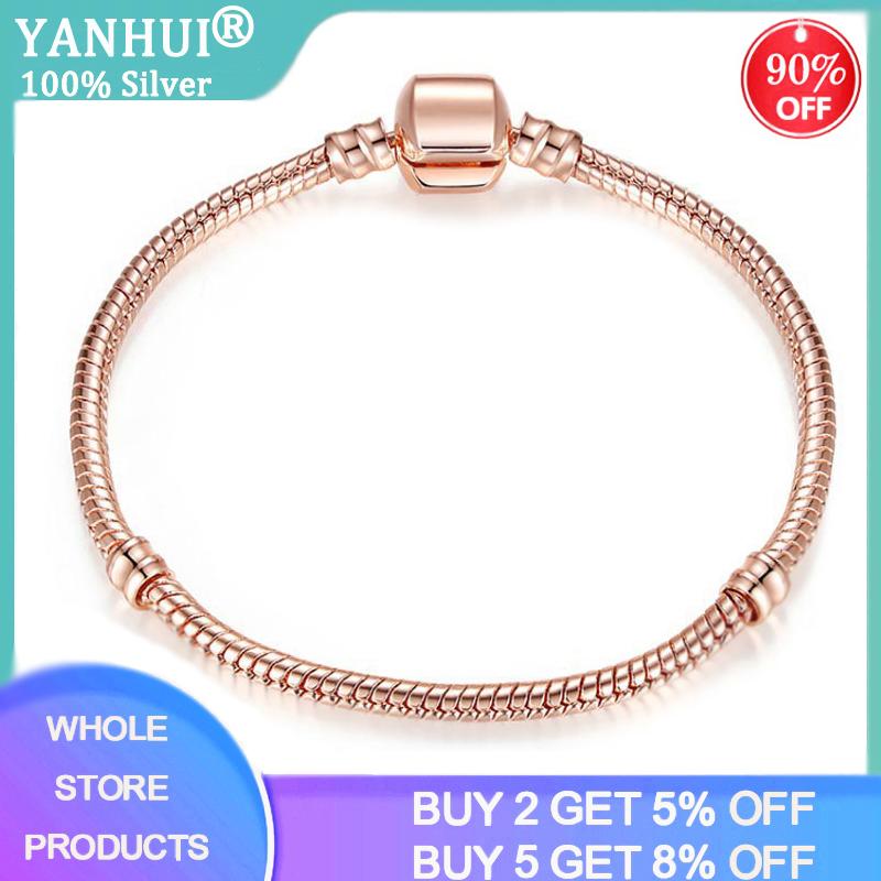 Other Bracelets YANHUI Women Fine Rose Gold Color Snake Chain Bracelet Fit Original Beads Charm DIY Bangle Silver 925 Jewelry Sieraden, Golden;silver
Other Bracelets YANHUI Women Fine Rose Gold Color Snake Chain Bracelet Fit Original Beads Charm DIY Bangle Silver 925 Jewelry Sieraden, Golden;silver