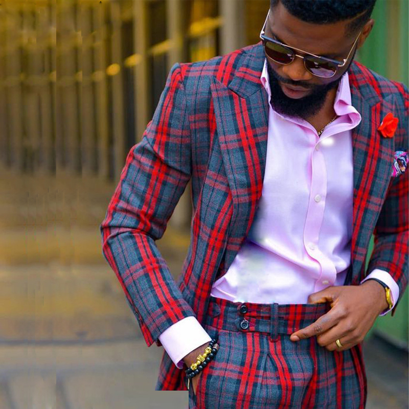 Fashionable Glen Plaid Wedding Tuxedos Slim Fit 2 Pieces Mens Winter Suit Custom Made One Button Peadked Lapel Blazer, Black 
Fashionable Glen Plaid Wedding Tuxedos Slim Fit 2 Pieces Mens Winter Suit Custom Made One Button Peadked Lapel Blazer, Black