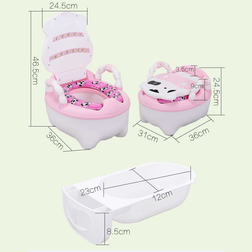 Portable Baby Pot For Children Potty Training Toilet Seat Infant Cow Comfortable Backrest Children Cartoon Cute Pot 201117