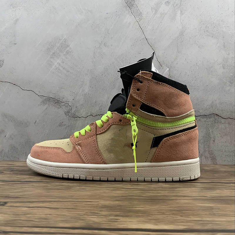 2021 Authentic High OG 1s Switch Men Woman Basketball Shoes Jumpman 1 Peach/Cream-Black-Volt Sports Sneakers With Box, #2
2021 Authentic High OG 1s Switch Men Woman Basketball Shoes Jumpman 1 Peach/Cream-Black-Volt Sports Sneakers With Box, #2