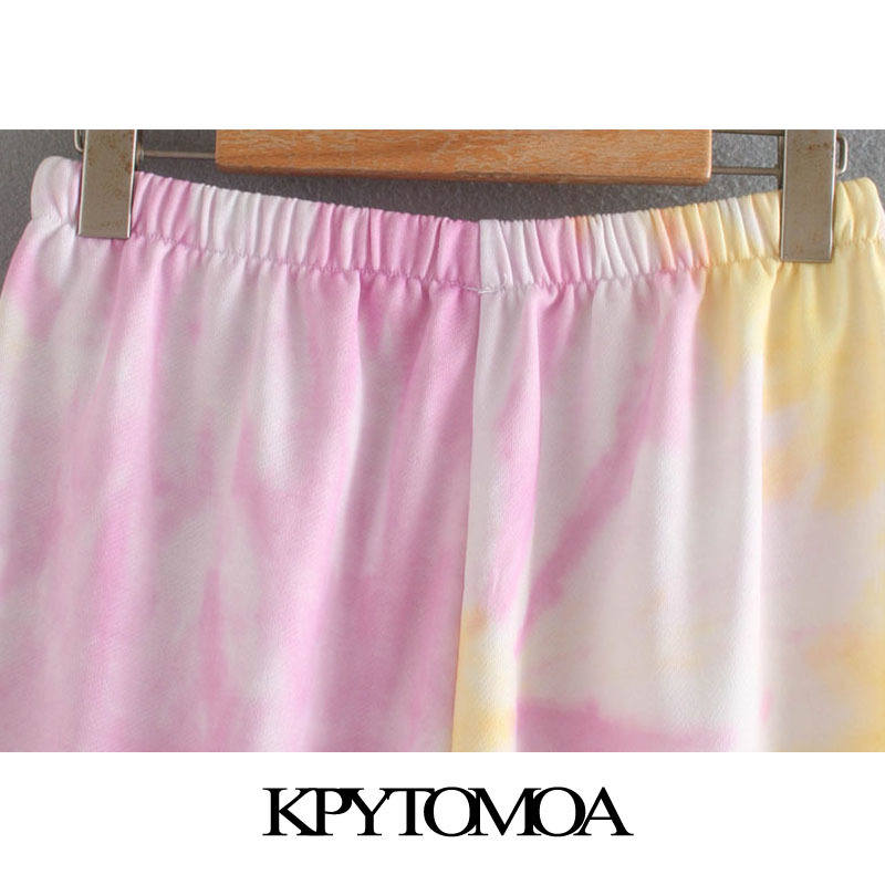 Women Fashion Tie Dye Print Pants High Elastic Waist Streetwear Female Ankle Trousers Pantalones Mujer 210420