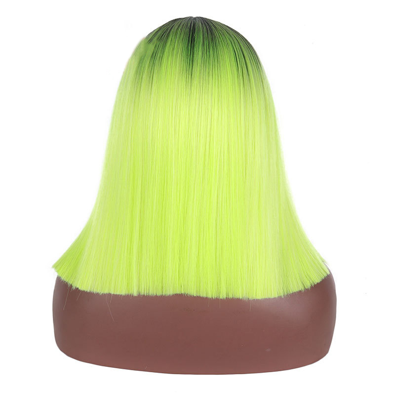Beautiful Long Straight light Green Ombre High Temperature Hair Wig for Women free shiping